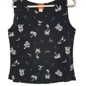 Hearts of Palm Vintage Black and White Patterned Sleeveless Top